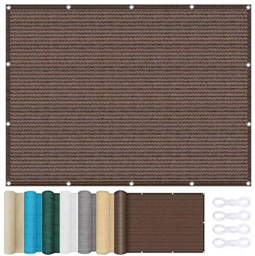 Brise Vue Balcon Exterieur 80 x 850 cm Respirant Perméable à L’Eau Habillage de Balcon avec Oeillets et Cordons pour Balcon Terrasse Jardin, ‎Marron