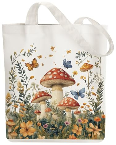 ANATTASOUL Baumwolltasche Personalisiert mit Pilz-Dschungel, Leinwand Geschenk Tragetasche für Damen Freundin Mama Schwestern Ehefrau Geburtstag, Muttertag Tasche