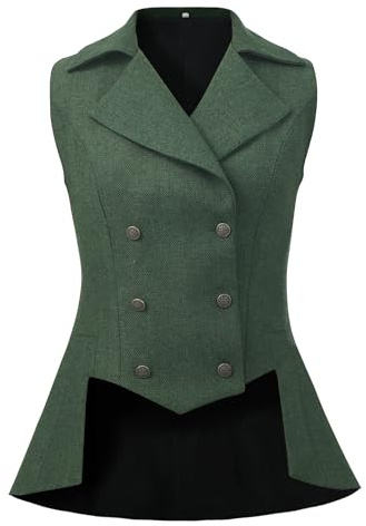 UniqKaliber Gilet victorien pour femme, tenue des années 1920 en tweed de la Renaissance