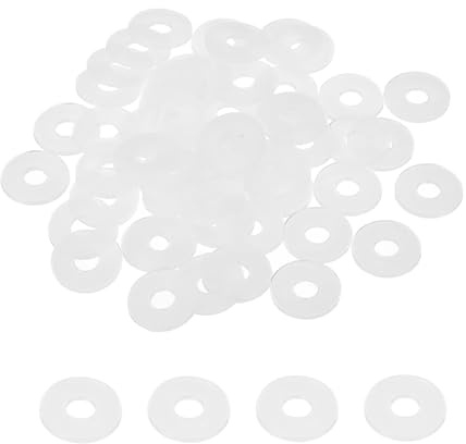 PATIKIL M6 Nylon Flat Washers, 50Pcs 6mm ID 18mm OD 1.5mm Thickness Plastic Round Gasket Sealing Washer Spacer for Bolts Screws Pipe Water Hose, White