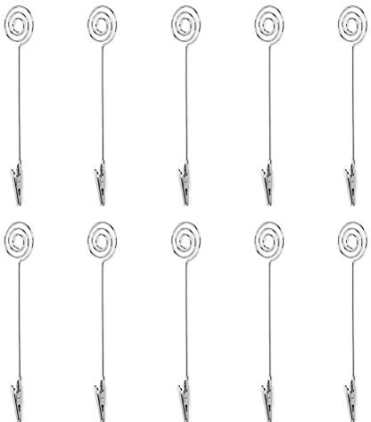 10 st Premium stål bords anteckningsklämmor Dubbla metall visitkortshållare Fotomapp för kontorsskrivbord Organizer Silver 15cm 5.9in