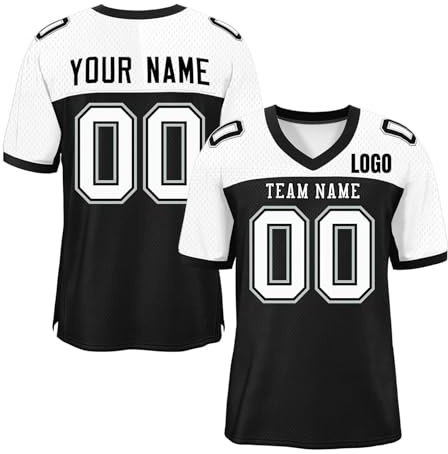Maillot Football Americain Personnalisé pour Adulte et Enfant, Homme et Femme Ballon Oversize Sport Tee Rugby Shirt Personnalisable avec Nom Numéro L'équipe