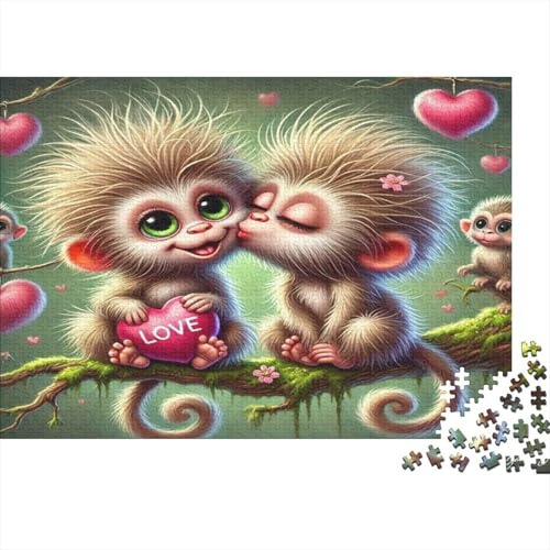 Pareja de Monitos Tiernos Puzzle de 1000 Piezas para Adultos Estilo Romántico Relajante Mejora Concentración Regalo Hogar Nan