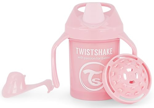 Twistshake Mini Cup | Auslaufsicherer Baby-Schnabelbecher mit Weichem Ausgießer und Fruchtmixer - 230 ml | Entwöhnungsbecher für Kinder | BPA-Frei | Rosa