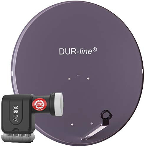 DUR-line MDA 90 Anthrazit - Digiatale 8 Teilnehmer Satellitenschüssel Komplett-Anlage mit +Ultra Octo - LNB [Camping, Astra 19,2°, DVB-S/S2, Full HD, 4K, 3D]