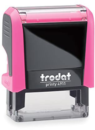 Trodat Printy 4911 – neon pink- mit Wunschtext personalisierbarer Namensstempel – gleich online gestalten, Adressstempel oder Textstempel - 38x14 mm - 4 Zeilen, hochwertiger Stempel zum Superpreis