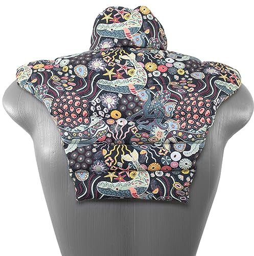 Nackenhörnchen HWS - Nacken + Schultern + Rücken - Bio-Dinkelkissen - Nackenkissen Wärmekissen -> 2 in 1 - Wärme und Kälte möglich - Kissen Nacken Schulter - Bio Stoff Unter Wasser, Dinkel