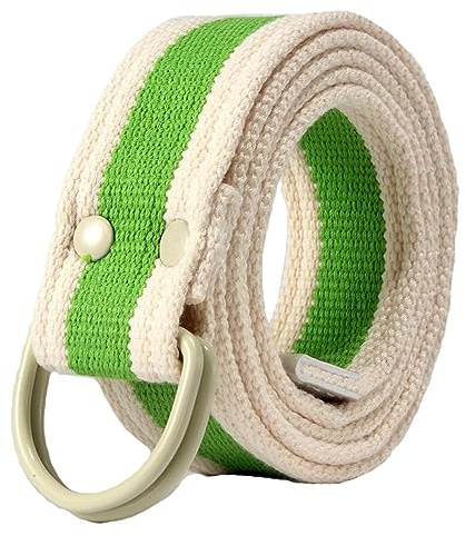 RUNMIND Cintura in tela a doppio chiodo,Cinghie regolabili con fibbia a doppio anello,Cintura in tela per jeans, Verde, 110 cm