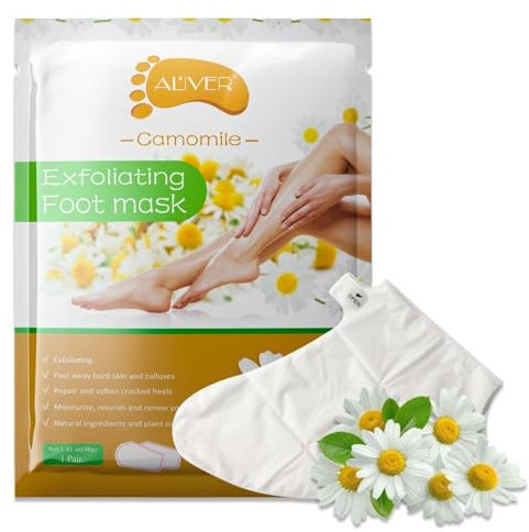 P-Beauty Fußmaske Kamillenextrakt | Exfolierendes Fußpeeling | zur Entfernung von raue Haut, Hühneraugen & Risse | Pflegend & Feuchtigkeitsspended | Natürliche Fußpflege | für seidige Füße | 1 Paar