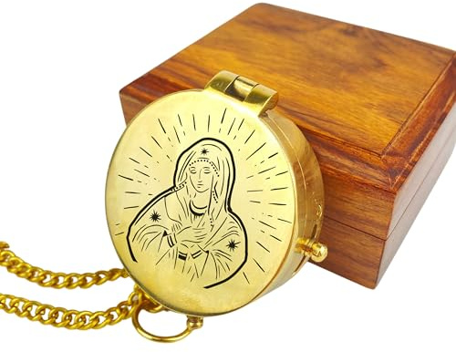 Bussola personalizzata con incisione motivo chiesa e testo a scelta Il tuo nome e testo, ottima idea regalo per battesimo, comunione, cresima, confermazione (lucida/lucida)
