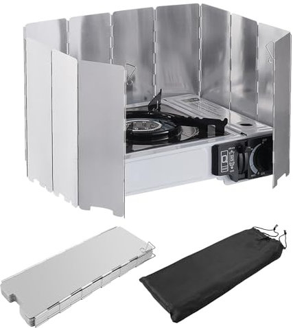 Pare-Vent Pliable Aluminium, 12 Plaques Pare-brise de Réchaud de Camping, Portable Stove Pare-brise, Pare Vent Rechaud avec Sac de Rangement, pour Rechaud de Camping Pique-Nique Cuisinière à Gaz
