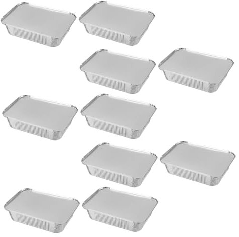 LABRIMP 20pcs Tin Foil BBQ Boxes Takeaway Food Packing Containers Aluminum Cover 21x14.3x4.3cm 850ml Capacity One-Off Barbecue Catering Meal Prep Boxes for Oven Roasting