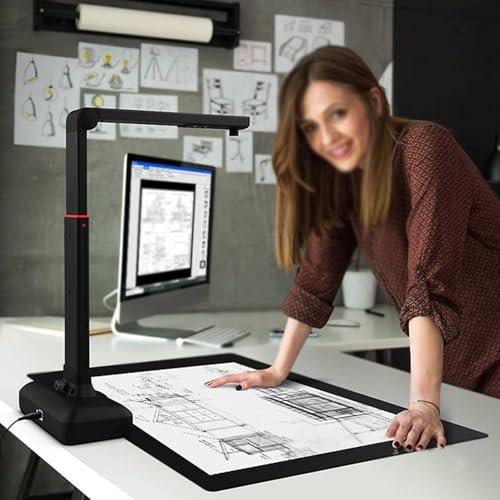 Bärbar bokskanner, vikbar dokumentskanner med 23 MP-kamera, skanner för upp till A2-storlek, höghastighetsskanning för skolor och kontor, kompatibel med Windows/macOS