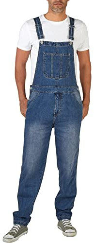 Generisch Salopette en jean pour homme - Longue - Extensible - Noir - Pantalon de travail en jean - Combinaison longue - Coupe droite - Salopette en jean - Salopette de travail pour homme, bleu clair,