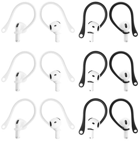 ZMDMAH 6 Pares Gancho de Oreja, Ganchos para los oídos, Ear Hooks Actividades al Aire Libre Comodidad Duradera Ajuste Ergonómico Compatibles con AirPods 3, 2, 1 AirPods Pro