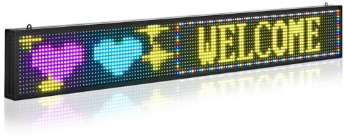 VEVOR Enseigne Lumineuse LED Programmable 131x19 cm, Panneau d’Affichage Numérique Couleur Pleine P10, GIF à Motifs de Texte Personnalisés, Commande Bluetooth, Information Publicitaire Publicité