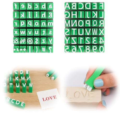 Lot de 2 tampons en argile avec lettres de l'alphabet pour argile et céramique, outil de poterie, tampons de lettres de l'alphabet