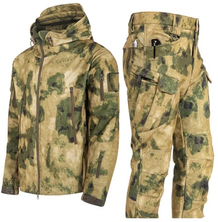 SimidunEUR Homme Tenue de Uniforme Militaire Camouflage Imperméable – Ensemble Veste et Pantalon Tactique, Souples pour le Combat, le travail, la pêche, la chasse et l'escalade,Camouflage 1,M
