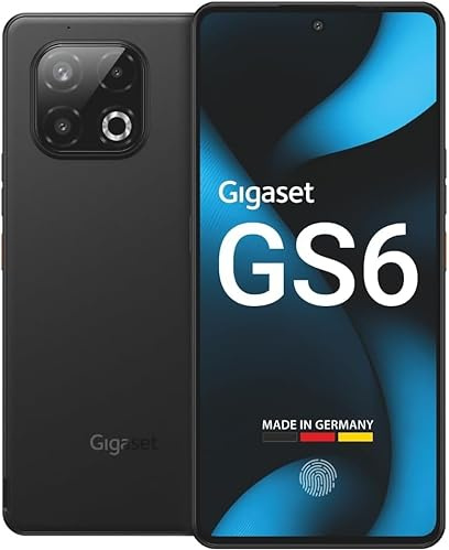 Gigaset GS6 Smartphone – 128GB+8GB RAM - 6,67 FHD+ OLED-Display mit 120Hz - Octa-Core 5G Prozessor - 64+8+2MP Triple-Kamera - 5.300mAh (typ.) Akku, herausnehmbar - Android 15 - Made in Germany, black