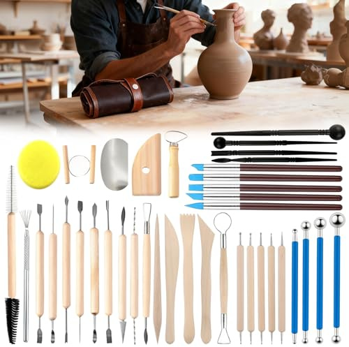 Professionelles Modellierwerkzeug-Set: 39-teiliges Polymer-Ton-Set zum Tupfen, Schnitzen, Formen im Studio für Keramikkünstler