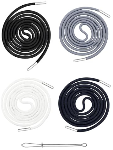 CULEB 4 Pezzi Cotone Cordoncino di Ricambio con Coulisse, Cordoncino per Pantaloni, Laccio Elastico Universale per Pantaloni Tuta Felpe con Cappuccio, 1 Infila Cintura, Poliestere, 140cm, 4 colori