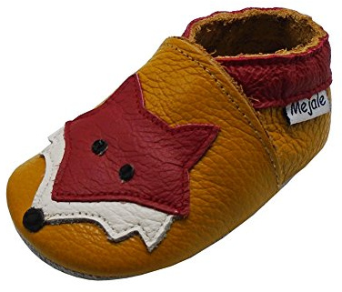 Mejale Baby Shoes Soft Sole Leather Crawling Moccasins Cartoon Fox Infant Toddler First Walker Slippers(12-18 Months, Brown)