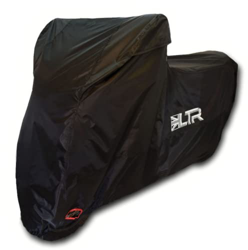 LTR Motorbike Cover | 420D Waterproof Rain Motorcycle Covers for Outdoor Scooter Storage | Thicker Heavy Duty Vented Bike Accessories Black| Large, X Large, XX Large (Large)