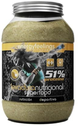 Energy Feelings Levadura Nutricional - 400 gr, 51% Proteína + Zinc, Ecológica, Apto para Veganos y Vegetarianos, Ligero Sabor Salado, Rica en Vitamina B12, Apta para Masa Muscular