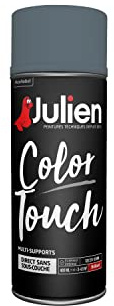 Julien Peinture Aérosol Intérieure et Extérieure Color Touch en Phase Aqueuse - Anthracite Brillant - 400ml