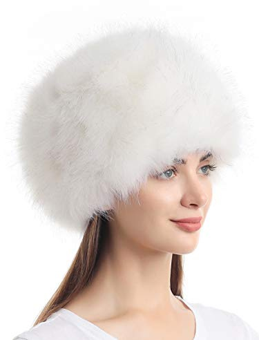 Soul Young Women's Winter Faux Fur Cossak Russian Style Hat(One Size,White)