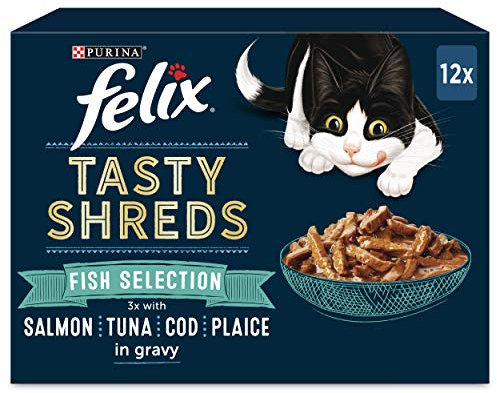Felix Tasty Shreds Cat Food Fish Selection in Gravy 12x80g