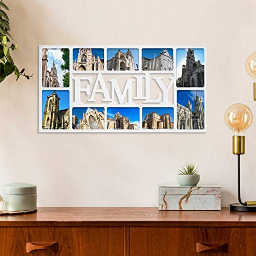 Youyijia Family Multi Aperture Photo Frame 74X38cm 3D Wall Mount Memories Collage for Bedroom Kitchen Dining Room (White)
