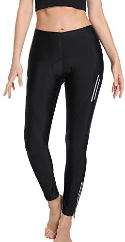 WOSAWE Pantaloni da Ciclismo da Donna Gel Pad Mountain MTB Pantaloni da Bici Ciclismo Lungo Calzamaglia da Ciclismo Pantaloni da Bicicletta da Corsa Anti-Sudore(Nero,XL)