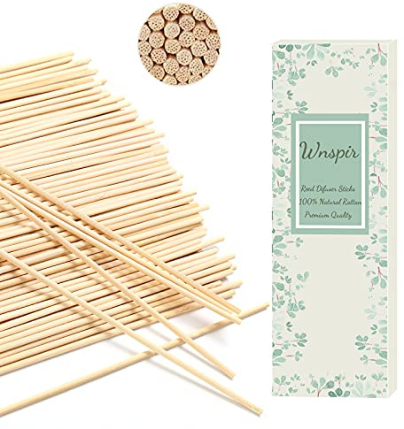 Wnspir100PCS Reed Diffuser Sticks，9 Inch Rattan Wood Sticks Natural Rattan Essential Oil Aroma Refill Wood Sticks for Spa, Fragrance, Aromatherapy (Natural Color 9inch)