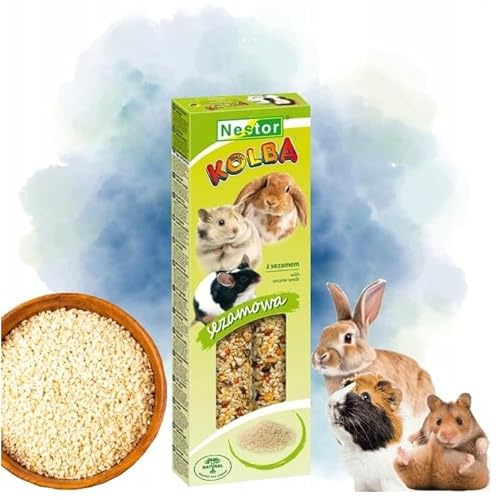 Twin Pack Hamster and Rabbits Sticks Food SESAME SEEDS Flavor 115g Guinea Pig Rat Mouse Gerbil Rodents Animal Pet Vegetable Foods Chew Treats Snacks with Hooks