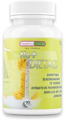 Healthy Fusion No+Dietas | Potente quemagrasas para adelgazar | L-Carnitina + Té Verde + Extracto de Frambuesa | Adelgazante, reductor del apetito y termogénico | Pierde peso de forma eficaz 90u