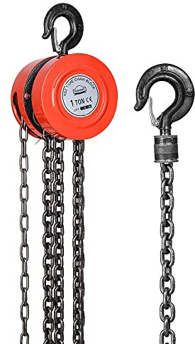 Universel, Polipasto manual de cadena DEWINNER 1T con gancho resistente, altura de elevación 3M, rojo