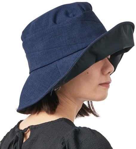 CHARM Damas Sombrero para El Sol Sombrero Verano Playa Japonés Diseño Ancho ala UV Protección Azul Marino