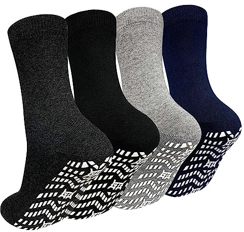 PUTUO Homme Chaussettes Antidérapantes Sport: Chaussettes Anti Dérapantes en Coton pour Homme Tailles 43-46 4 Paires