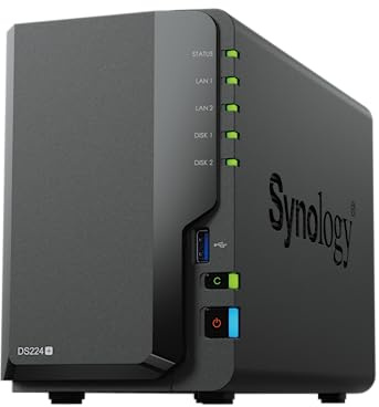 Synology DS224+ 12TB 2 Bay NAS Solution installed with 2 x 6TB HAT3300 Drives
