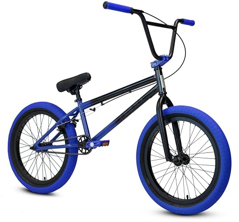 Elite BMX Freestyle Bike, Durable Steel Frame, Available in 16, 18, and 20 Sizes. New Sizes 26 and 29 BMX Bicycles. (Black Blue, 20)