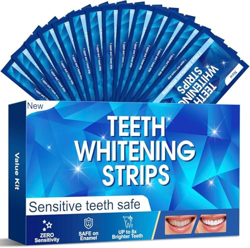 Strisce Sbiancanti Denti Sbiancante Denti Professionale - 28 Strisc Sbiancant Denti 14 Sessioni Sbiancamento Denti Teeth Whitening Strips Sicuro per Denti Smalto