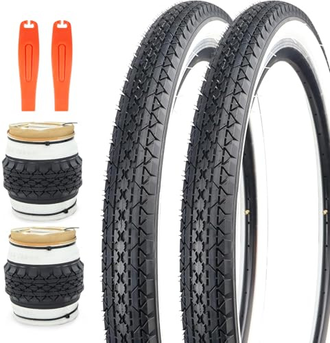 ZUKKA 2-pack cykeldäck 24 x 2,125 tum vit vägg sidodäck cykel reservdäck för beach cruiser cykel
