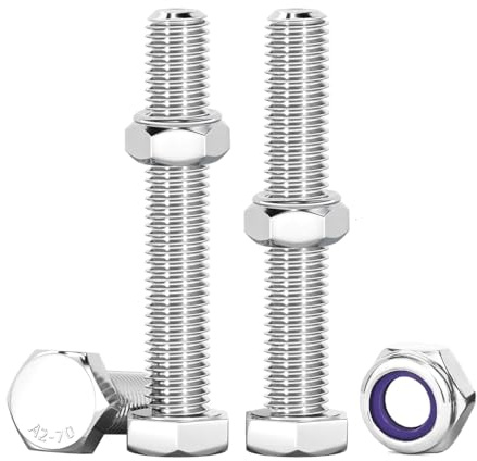 Drenky Bulloni E Dadi Autobloccanti, M6 X 50 mm 10 Pezzi Esagonale Bulloni E Dadi Set Bulloni Acciaio Inox M6 Assortimento Di Viti con Dadi Per Macchinari, Mobili, Biciclette, Stampa 3D