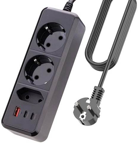 Ciabatta multipresa con USB, piccola presa multipla per montaggio a parete, per casa, ufficio, college, Dorm Essentials