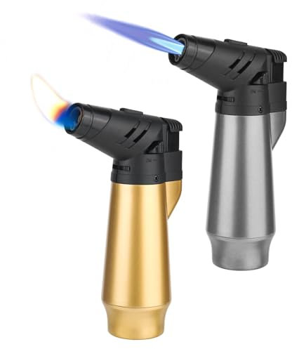 smtfcty 2 Stück Jetflame Feuerzeug, Flambierbrenner Einstellbarer Gasfeuerzeug Nachfüllbarer Bunsenbrenner mit Sicherheitsschloss für Home Crème Brulée, Camping, Löten (Butan Nicht Inbegriffen)