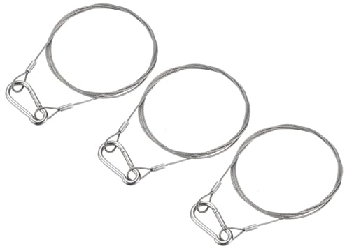 TOP-VIGOR 3 st 1 m säkerhetskabel i rostfritt stål, 1,5 mm flexibel vajerlås, dubbla öglor, säkerhetskedjor med krok för scenbelysning, bagage, utomhus