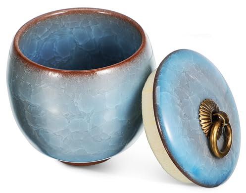 DINHEAROM Urne Funéraire Animaux Céramique avec Craquelée Urne Commémorative pour Cendres de Petit Animal Boîte Souvenir Conçue pour Préserver Souvenirs Couleur