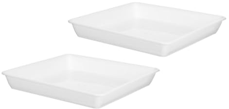 GANAZONO 2piezas Bandejas Cuadradas para Macetas Plástico Resistente y Profundo Base Antigoteo Blanca para Plantas De Interior y Exterior Soporte Seguro para Suculentas y Bonsáis Decoración