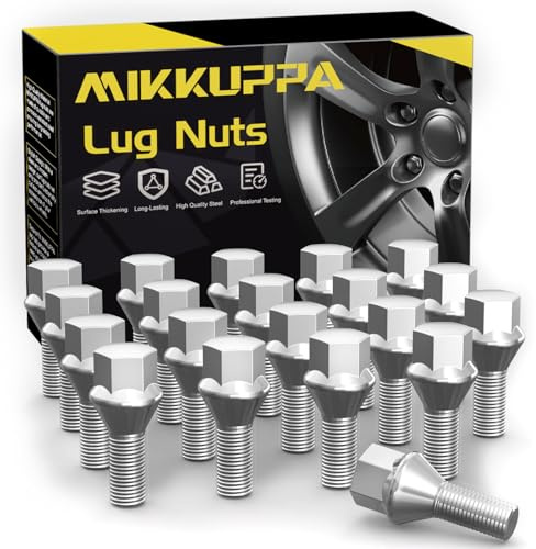 20 stycken MIKKUPPA hjulskruvar hjulbultar M12 x 1,5 – skaftlängd: 24 mm, konisk krage 60°, nyckelbredd: 17 mm (krom-silver)